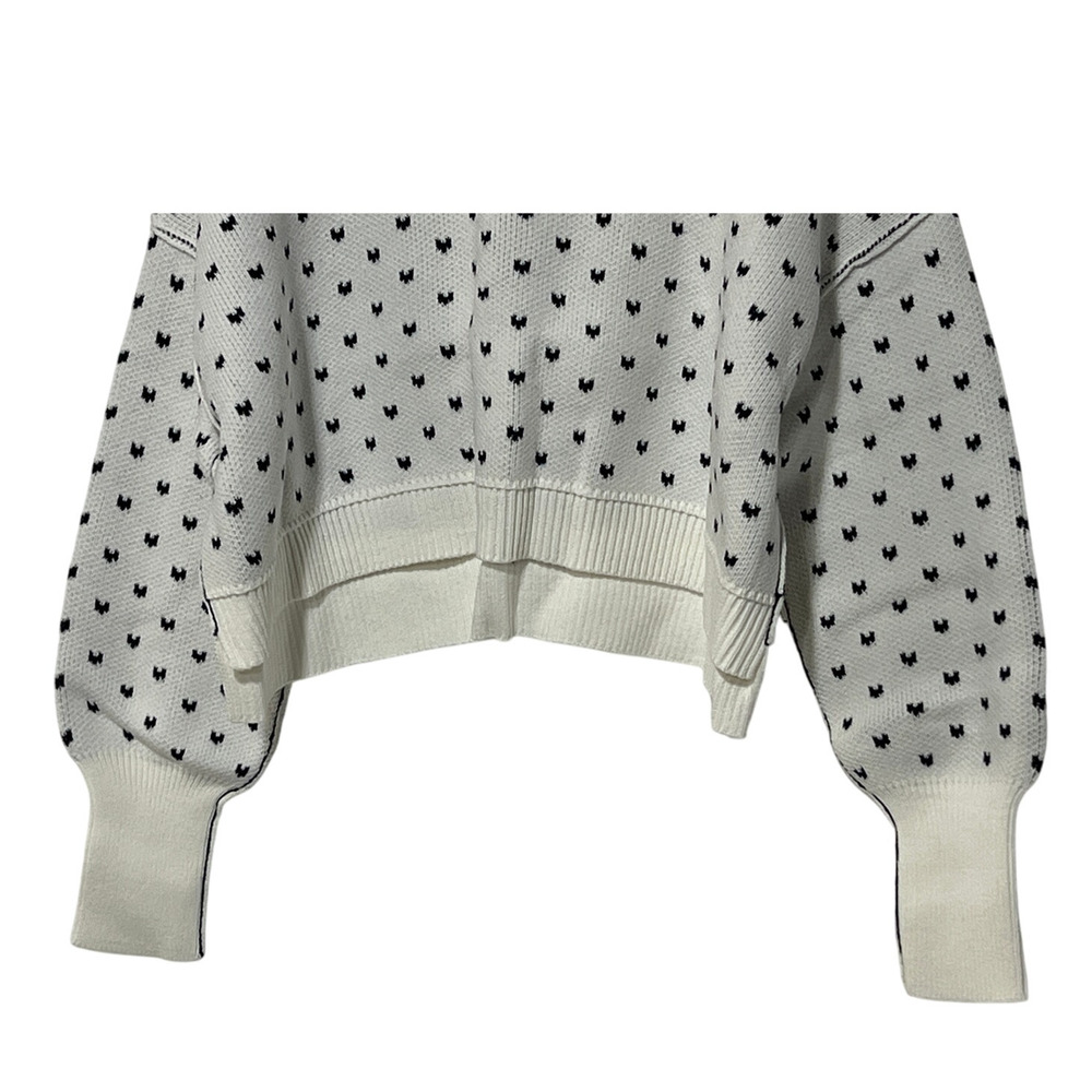 FREE PEOPLE WOMENS SMALL PATTERN EASY STREET CROP PULLOVER SWEATER WHITE NAVY - Picture 8 of 14
